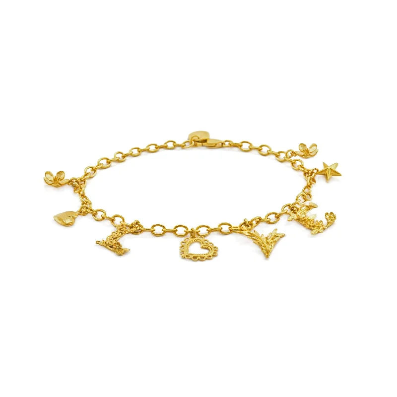 Love Mixed Charm Bracelet Gold Plated