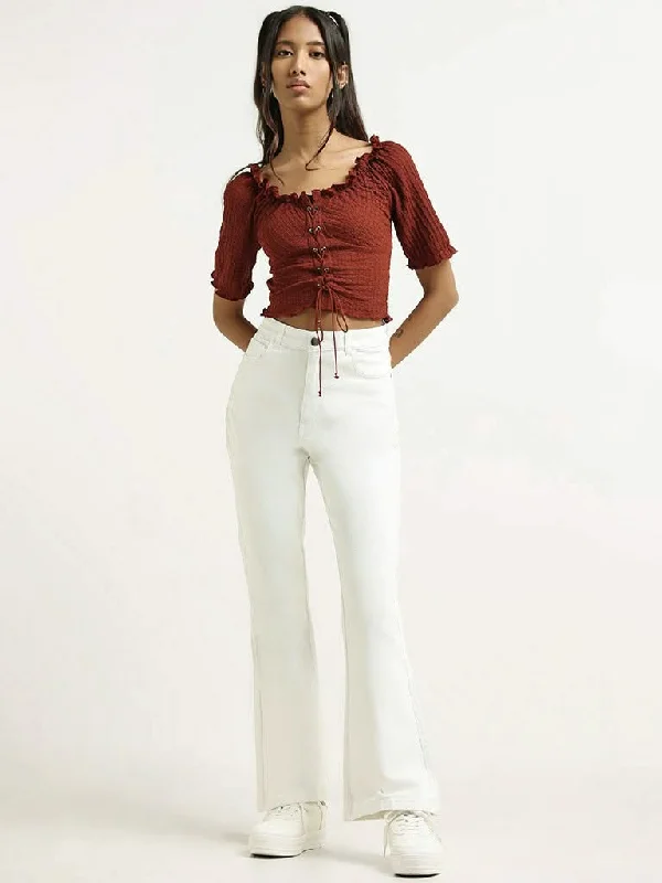 Nuon White Relaxed - Fit High - Rise Jeans